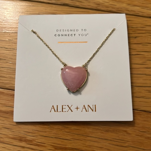 Alex and Ani Jewelry - Alex and Ani Gemstone Heart Necklace, Reconstituted Pink Agate
